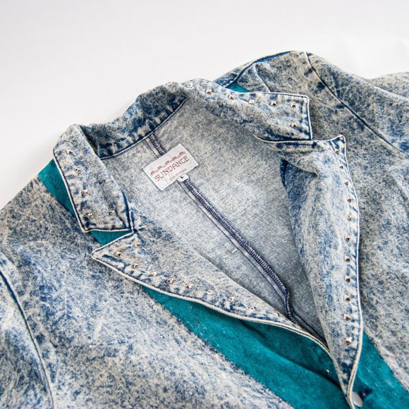 80s Acid Wash Hand Painted Southwestern Duster L L - Picture 8 of 11